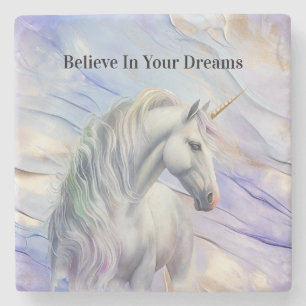 Dessous-de-verre En Pierre Purple Gold Dream Unicorn