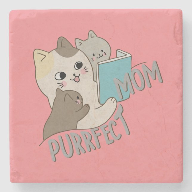 Dessous-de-verre En Pierre Purrfect Maman (Devant)