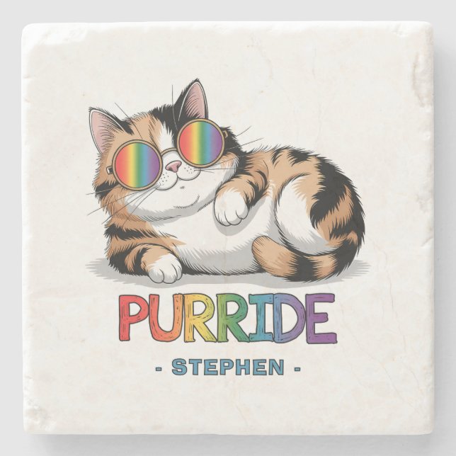 Dessous-de-verre En Pierre Purride - Pride de chats Cool | LGBTQ (Devant)