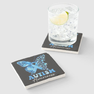 Dessous-de-verre En Pierre Puzzle Papillon Coloré