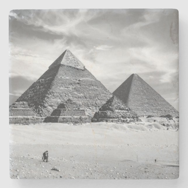 Dessous-de-verre En Pierre Pyramides noires et blanches (Devant)