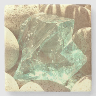 Dessous-de-verre En Pierre quartz vert beige pierre nature roche minérale