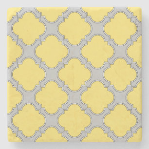 Dessous-de-verre En Pierre Quatrefoil jaune et gris