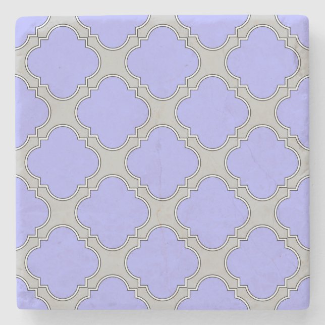 Dessous-de-verre En Pierre Quatrefoil periwinkle et gris (Devant)