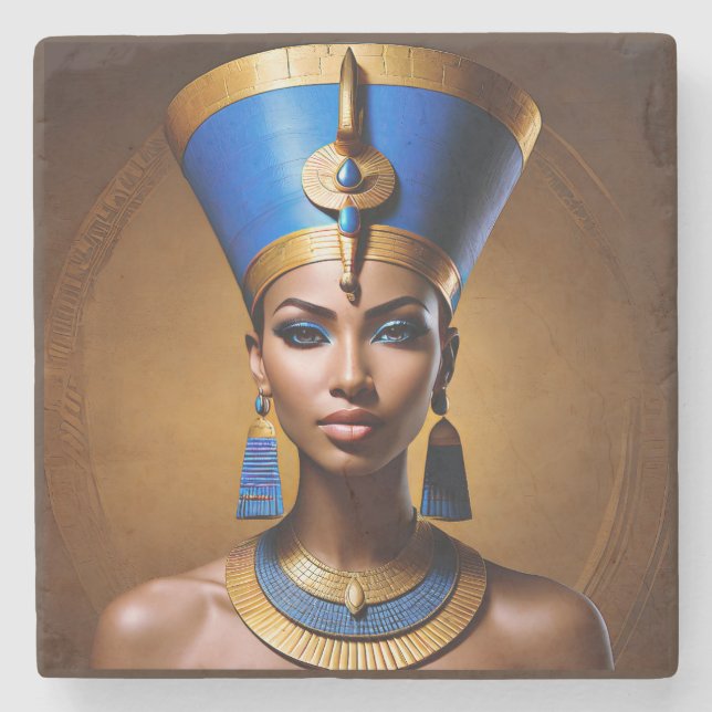 Dessous-de-verre En Pierre "Queen Nefertiti" Belle reine africaine antique (Devant)