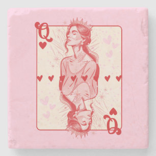 Dessous-de-verre En Pierre Queen of Hearts Pink Preppy Art