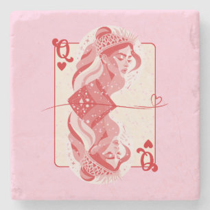 Dessous-de-verre En Pierre Queen of Hearts Red Preppy Art