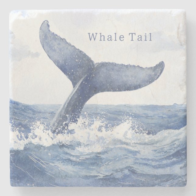 Dessous-de-verre En Pierre Queue de baleine de l'océan bleu (Devant)