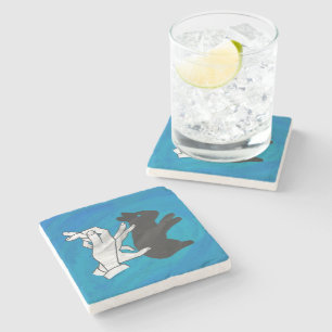 Dessous-de-verre En Pierre Rabat Ombre Sur Bleu