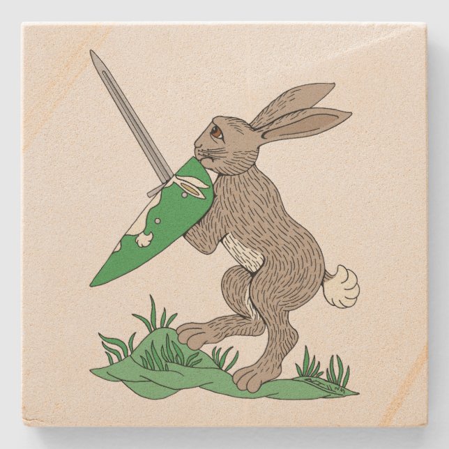 Dessous-de-verre En Pierre Rabbit de guerrier médiéval (Devant)