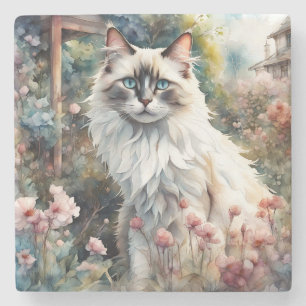 Dessous-de-verre En Pierre Ragdoll Chat en anglais Garden