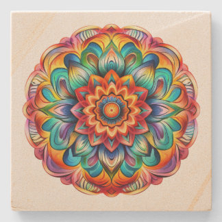 Dessous-de-verre En Pierre Rainbow Mandala