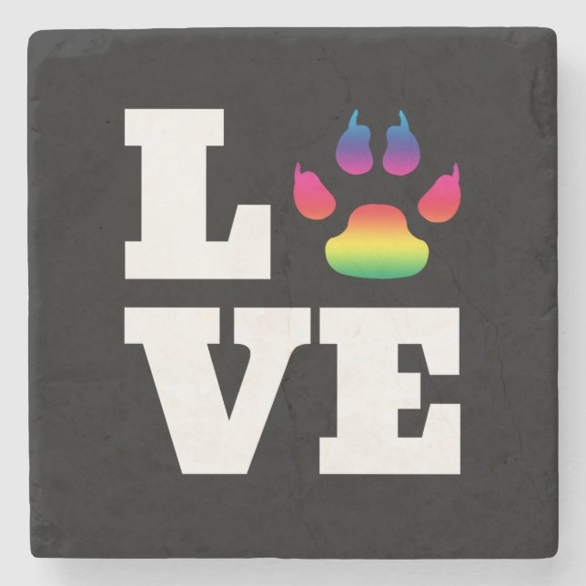 Dessous-de-verre En Pierre Rainbow paw (Devant)