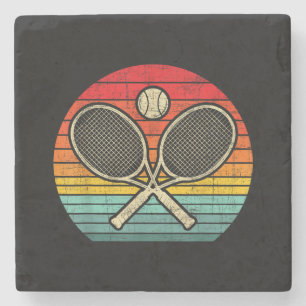 Dessous-de-verre En Pierre Raquette de tennis Vintage Traversée Retro - Amate