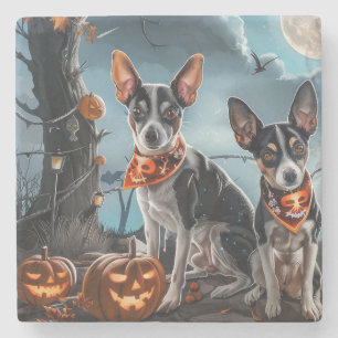 Dessous-de-verre En Pierre Rat Terrier Halloween Éffrayant