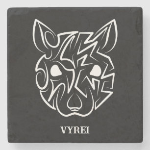 Dessous-de-verre En Pierre Rat tribal noir et blanc