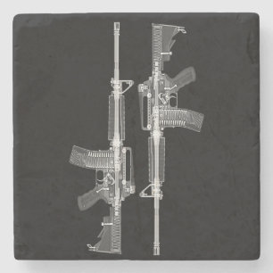 Dessous-de-verre En Pierre Rayon X du fusil AR-15 de vraie arme à feu