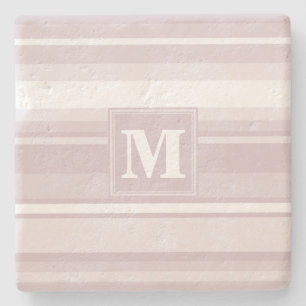 Dessous-de-verre En Pierre Rayures de quartz rose monogramme