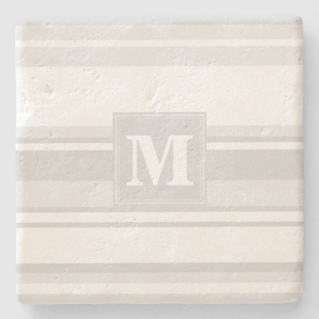 Dessous-de-verre En Pierre Rayures gris clair Monogram (Devant)