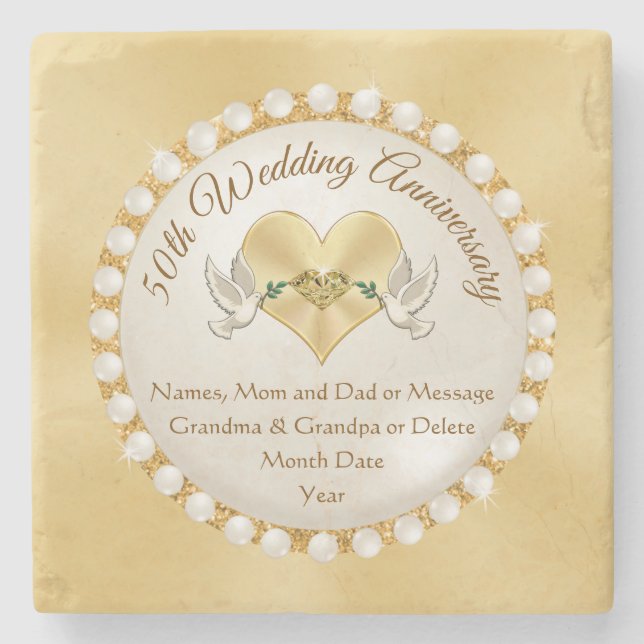 Dessous-de-verre En Pierre Real Stone Dessous de verre personnalisés du 50e a (Devant)