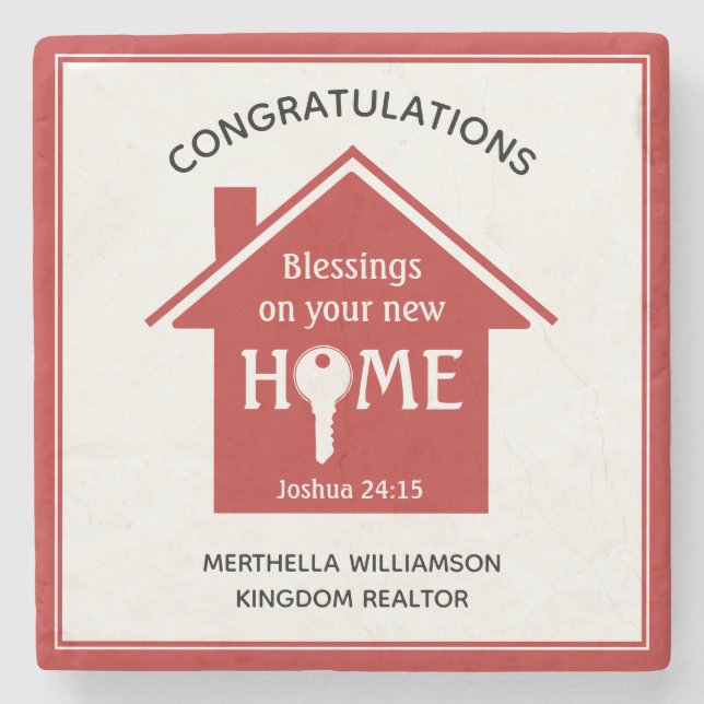Dessous-de-verre En Pierre Realtor personnalisé au client Nouvelle maison (Devant)
