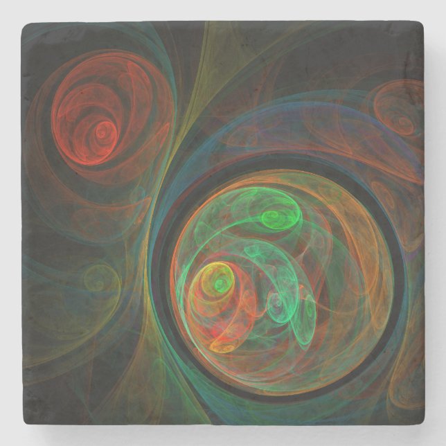 Dessous-de-verre En Pierre Reborn Green Art Abstrait (Devant)