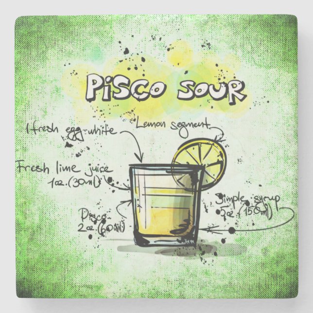 Dessous-de-verre En Pierre Recette de boisson Pisco Sour (Devant)