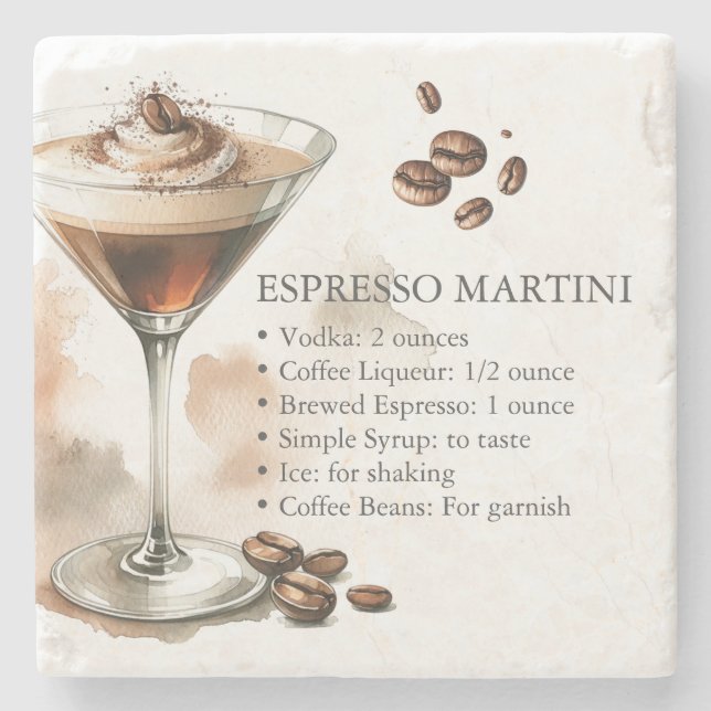 Dessous-de-verre En Pierre Recette de Martini Espresso (Devant)