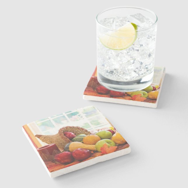 Dessous-de-verre En Pierre Récolte Classique de Table Cornucopia (Côté)