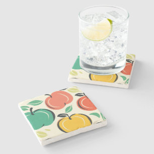 Dessous-de-verre En Pierre Récolte du verger de pommes rétro MCM