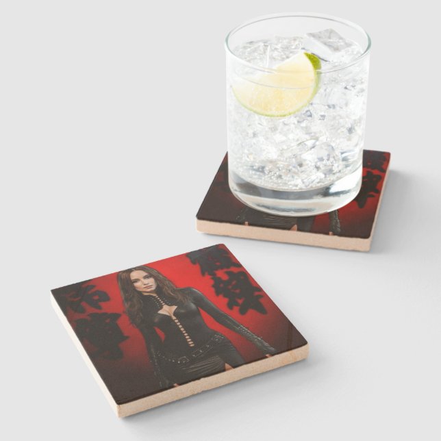 Dessous-de-verre En Pierre Red Black stone coaster (Côté)