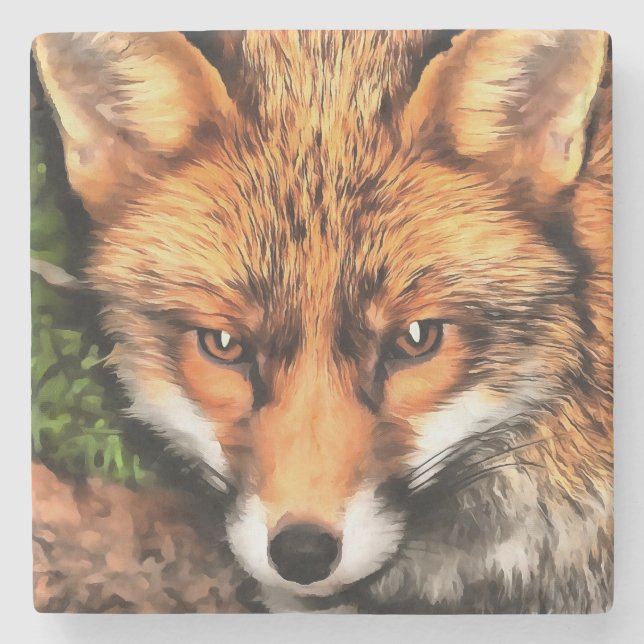 Dessous-de-verre En Pierre Red Fox Beau Art de la faune (Devant)