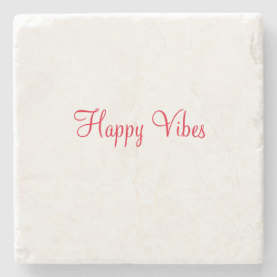 Dessous-de-verre En Pierre Red happy vibes vacances simple minimum calligraph