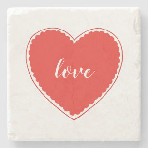 Dessous-de-verre En Pierre Red Heart Vintage Valentine Love