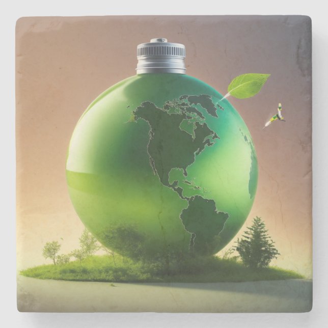 Dessous-de-verre En Pierre Refill the Earth – Sustainable Future & Green Plan (Devant)