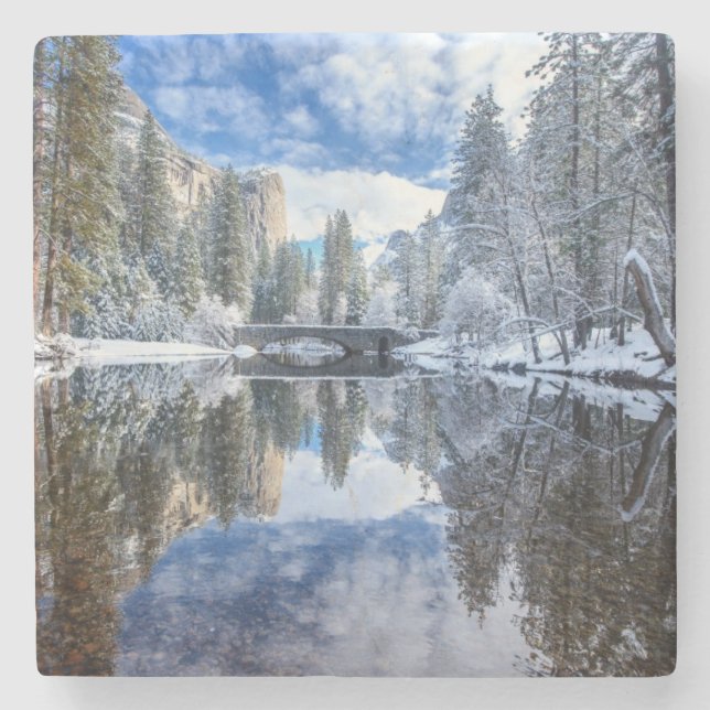 Dessous-de-verre En Pierre Réflexion d'hiver chez Yosemite (Devant)