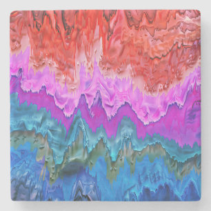 Dessous-de-verre En Pierre "Réflexion rayonnante" Art Abstrait coloré