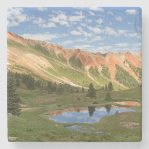 Dessous-de-verre En Pierre Réflexion rouge de montagne
