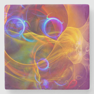 Dessous-de-verre En Pierre Refroidissez, art abstrait coloré de Digitals