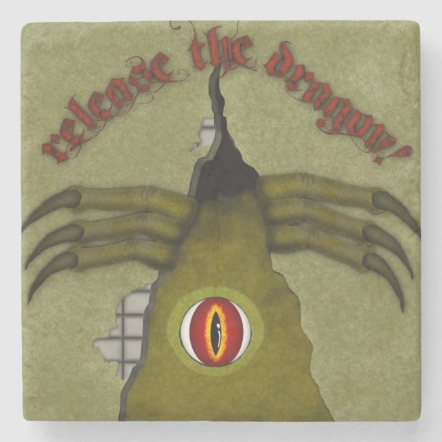 Dessous-de-verre En Pierre Relâchez Le Dragon ! Art numérique (Devant)