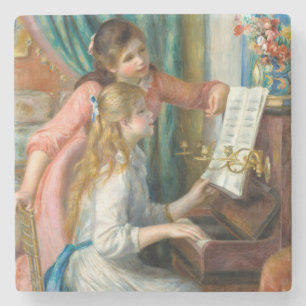 Dessous-de-verre En Pierre Renoir Deux Jeunes Filles au Piano Impression Musi