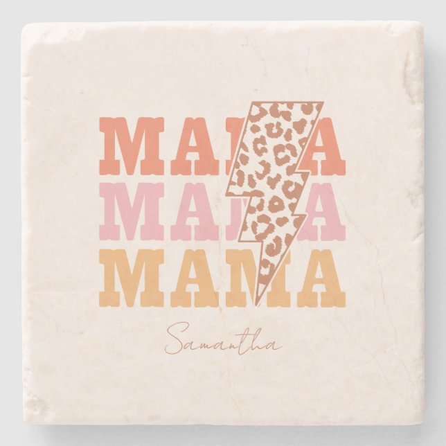 Dessous-de-verre En Pierre Répétition Rustique "Mama" (Devant)