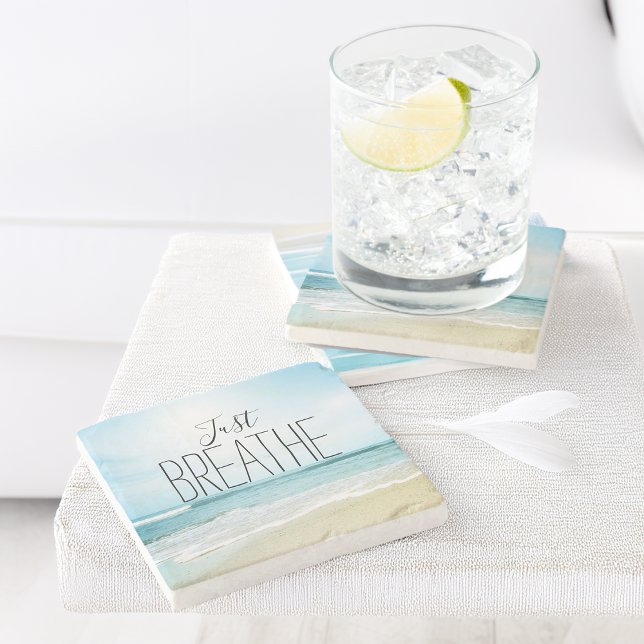 Dessous-de-verre En Pierre Respirez sur la plage (Just Breathe at the Beach Stone Coaster)
