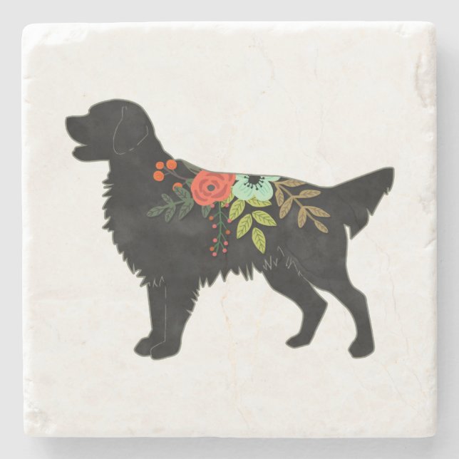 Dessous-de-verre En Pierre Retriever à couche plate Chien race Bohème Floral (Devant)