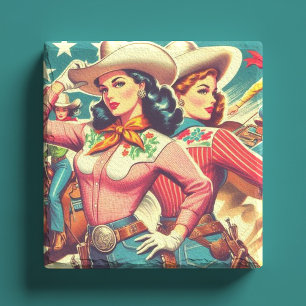 Dessous-de-verre En Pierre Retro Cowgirls Pin-ups