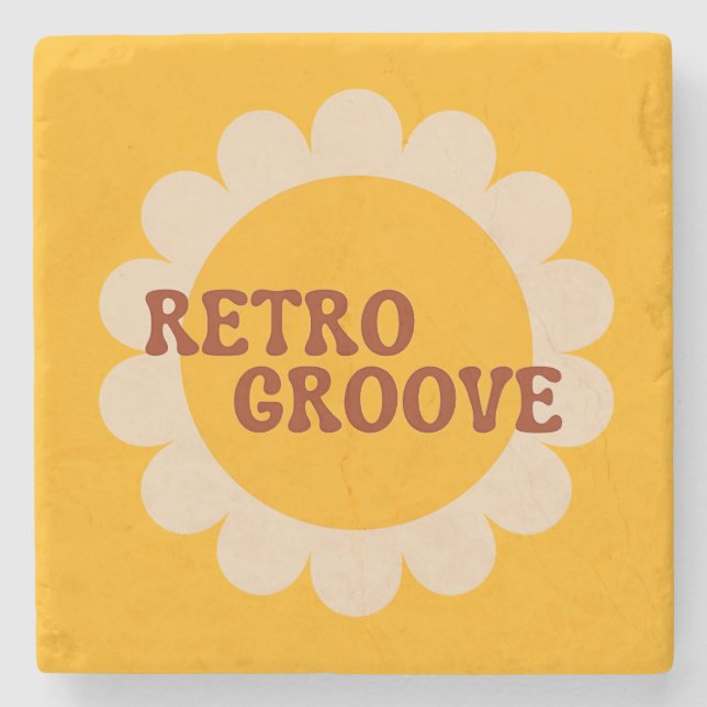 Dessous-de-verre En Pierre Rétro Groove Stone Coaster (Devant)