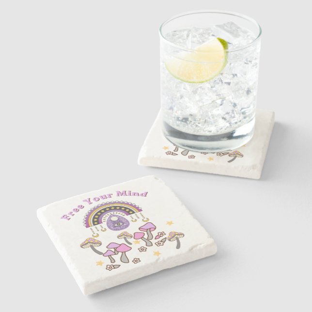 Dessous-de-verre En Pierre Retro Libérez Votre Esprit (Côté)
