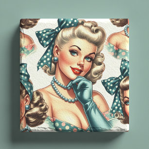 Dessous-de-verre En Pierre Rétro Mignon Pin-Up Classique