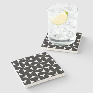 Dessous-de-verre En Pierre Retro Minimalist Style Black Geometric Bauhaus