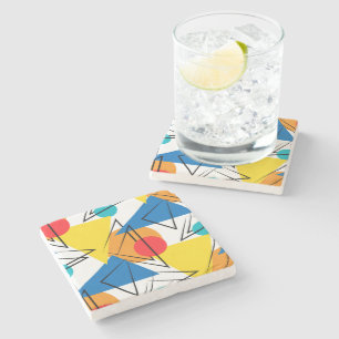 Dessous-de-verre En Pierre Rétro motif coloré géométrique contemporain